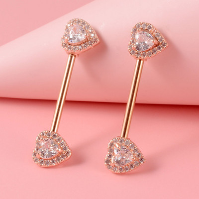 Pereche 361L din oțel chirurgical pentru mamelon inel cu mreană dragoste inimă inel pentru mamelon scut pentru mamelon 14G piercing limbă bijuterii pentru corp