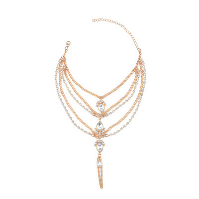 1PC Módne svadobné Barefoot Iced Out Bling Sexy krištáľové sandále Pearl Foot Shoulders Pie Leg Chain Dámsky Boho Anklet pre ženy