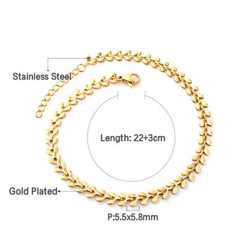 LUXUSTEEL Модни глезени от неръждаема стомана за жени Момичета Boho Gold Color Leaf Arrow Гривна за глезена Ocean Beach Бижута за крака