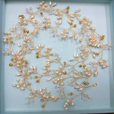 Úplne nová západná svadobná módna čelenka pre nevestu, ručne vyrobená svadobná koruna, kvetinová perlová vlasová príčeska, ozdoby na sponky do vlasov