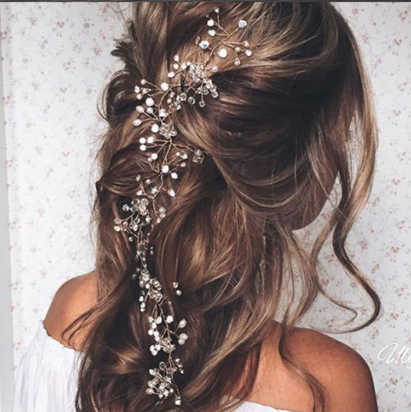 Úplne nová západná svadobná módna čelenka pre nevestu, ručne vyrobená svadobná koruna, kvetinová perlová vlasová príčeska, ozdoby na sponky do vlasov