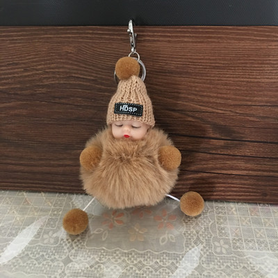Slatki plišani privjesak za spavanje Baby Doll privjesak za ključeve Plišani Kpop dodaci Pompon privjesak za ključeve Igračke za djevojčice Kawaii privjesak za ključeve Torba Privjesak