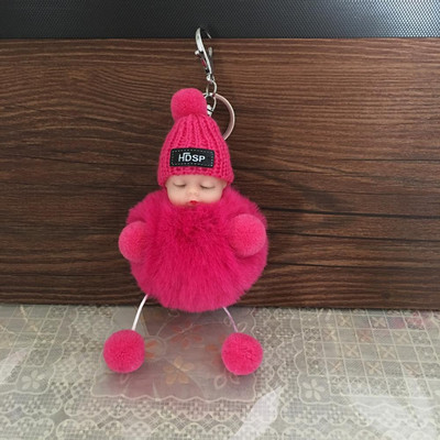 Slatki plišani privjesak za spavanje Baby Doll privjesak za ključeve Plišani Kpop dodaci Pompon privjesak za ključeve Igračke za djevojčice Kawaii privjesak za ključeve Torba Privjesak