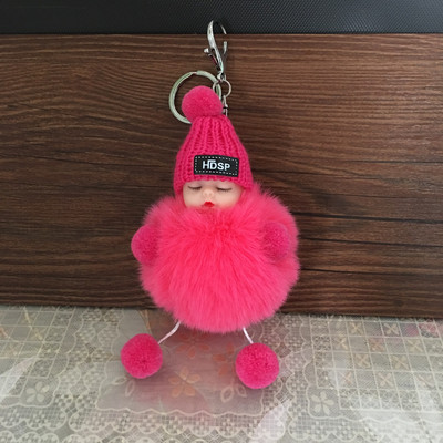 Slatki plišani privjesak za spavanje Baby Doll privjesak za ključeve Plišani Kpop dodaci Pompon privjesak za ključeve Igračke za djevojčice Kawaii privjesak za ključeve Torba Privjesak