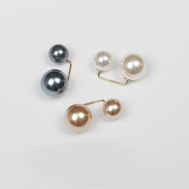 2TK Lihtne Double Pearl Pross Kampsun Kaelus Nõel Turvas Pross Nõelad Mood Rõivad Aksessuaarid Prossid naistele Kingitused