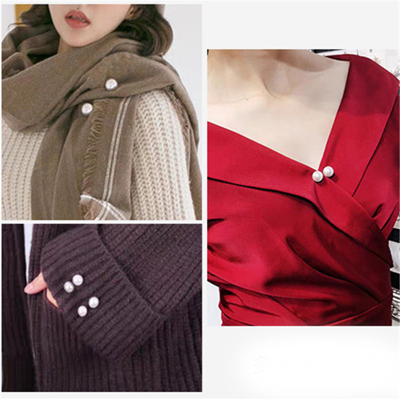 2TK Lihtne Double Pearl Pross Kampsun Kaelus Nõel Turvas Pross Nõelad Mood Rõivad Aksessuaarid Prossid naistele Kingitused