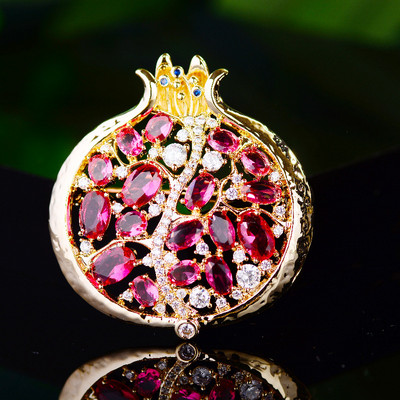 Broșă de rodie cu zircon cubic de lux, pentru femei, accesorii, ace, ace cu fructe la modă și broșă, decorare elegantă pentru îmbrăcăminte