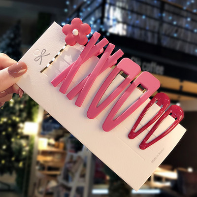 1 set de moda flori geometrice doamnă ac de păr fetiță dulce și elegantă culoarea fructelor BB set de agrafe accesorii de păr pentru fată