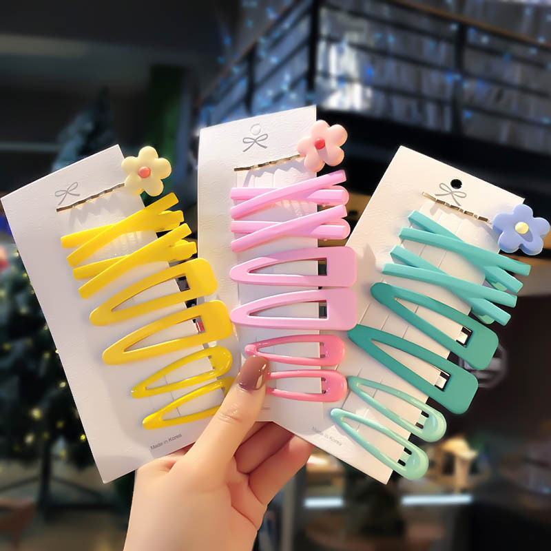 1 set de moda flori geometrice doamnă ac de păr fetiță dulce și elegantă culoarea fructelor BB set de agrafe accesorii de păr pentru fată