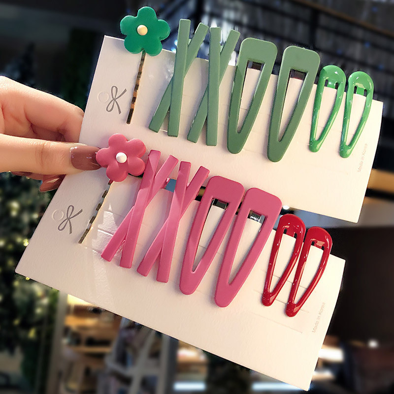 1 set de moda flori geometrice doamnă ac de păr fetiță dulce și elegantă culoarea fructelor BB set de agrafe accesorii de păr pentru fată