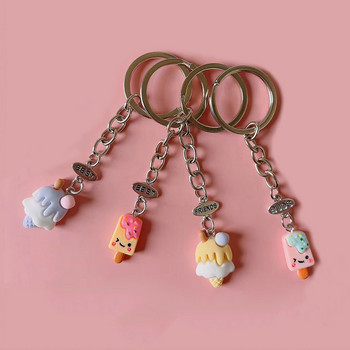 Lovely Resin Dessert Food Keychain for Women Bag Decoration Creative Simulation Παγωτό σοκολατένιο μπρελόκ για κορίτσι Χειροποίητα δώρα