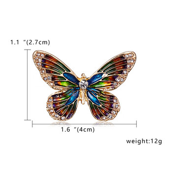 Модни брошки с цветни пеперуди, метални кристали, кристали, изрязана брошка, игли с животни, банкет, сватбен букет, брошка, подаръци