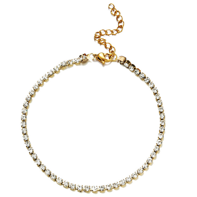 Oțel inoxidabil cu strass, cristal, lanț pentru picioare, gleznă de tenis pentru femei, lanț de picior de yoga de vară, bijuterii pentru picioare de plajă