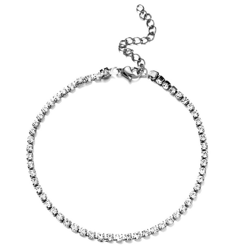 Oțel inoxidabil cu strass, cristal, lanț pentru picioare, gleznă de tenis pentru femei, lanț de picior de yoga de vară, bijuterii pentru picioare de plajă