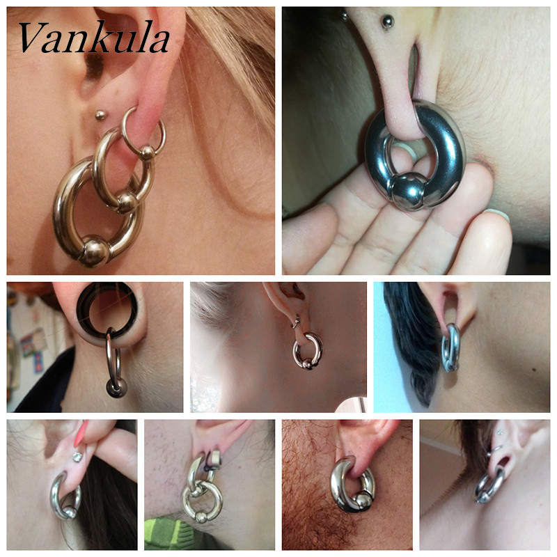 Vankula 2 kom Tuneli za čepiće za uši 316L nehrđajući čelik Piercing Captive Hoop Mjerači za uho Utezi za piercing tijela Nakit za tijelo