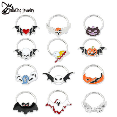 Halloween csuklós szegmensű orrgyűrű Ingyenes kiszállítás Női Piercing Orr Fülbevaló Női Férfi Fül Orr Szeptum Piercing Testékszerek