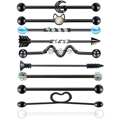 14G Tööstuslik augustamine Kangi Ehted Kirurgiline Teras CZ Marmorist pärli stiil naistele Meestele Kõhre kõrvarõngas Keha augustamine