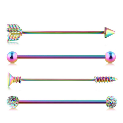 14G Tööstuslik augustamine Kangi Ehted Kirurgiline Teras CZ Marmorist pärli stiil naistele Meestele Kõhre kõrvarõngas Keha augustamine