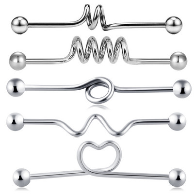 14G Tööstuslik augustamine Kangi Ehted Kirurgiline Teras CZ Marmorist pärli stiil naistele Meestele Kõhre kõrvarõngas Keha augustamine