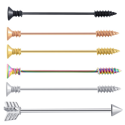 14G Tööstuslik augustamine Kangi Ehted Kirurgiline Teras CZ Marmorist pärli stiil naistele Meestele Kõhre kõrvarõngas Keha augustamine