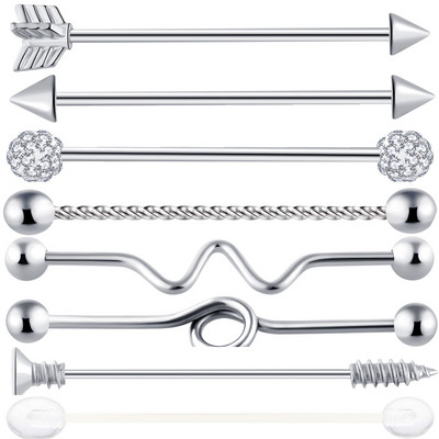 14G Tööstuslik augustamine Kangi Ehted Kirurgiline Teras CZ Marmorist pärli stiil naistele Meestele Kõhre kõrvarõngas Keha augustamine