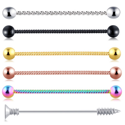 14G Tööstuslik augustamine Kangi Ehted Kirurgiline Teras CZ Marmorist pärli stiil naistele Meestele Kõhre kõrvarõngas Keha augustamine