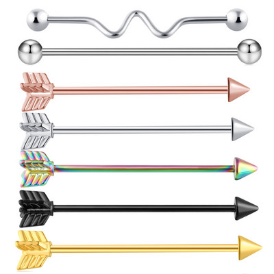 14G Tööstuslik augustamine Kangi Ehted Kirurgiline Teras CZ Marmorist pärli stiil naistele Meestele Kõhre kõrvarõngas Keha augustamine