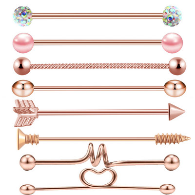 14G Tööstuslik augustamine Kangi Ehted Kirurgiline Teras CZ Marmorist pärli stiil naistele Meestele Kõhre kõrvarõngas Keha augustamine