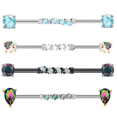 14G Tööstuslik augustamine Kangi Ehted Kirurgiline Teras CZ Marmorist pärli stiil naistele Meestele Kõhre kõrvarõngas Keha augustamine