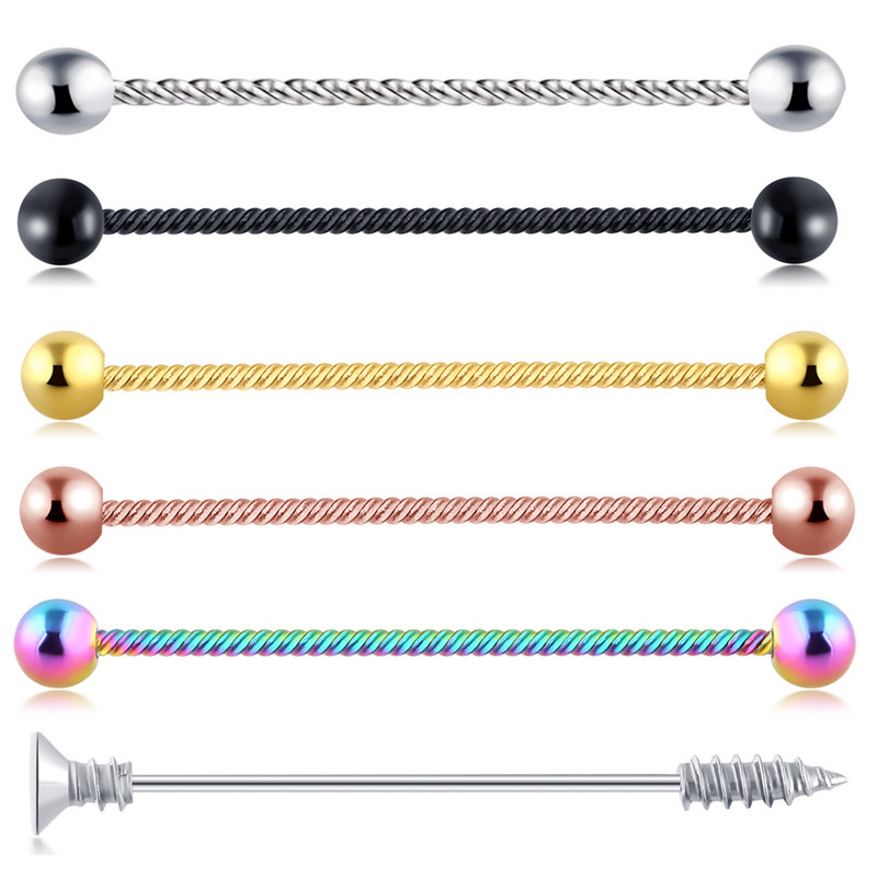 14G Tööstuslik augustamine Kangi Ehted Kirurgiline Teras CZ Marmorist pärli stiil naistele Meestele Kõhre kõrvarõngas Keha augustamine