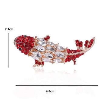 Wuli&baby Rhinestone Beauty Fish Брошки Жени Мъже Бели Червени кристали Fish Party Causal Office Brooch Pins Gifts