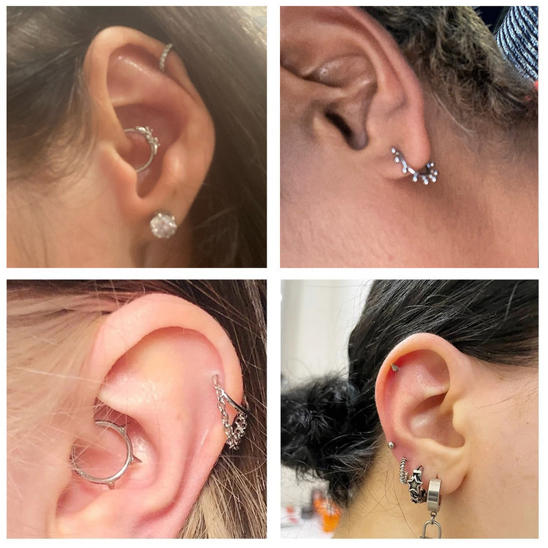 AOEDEJ 16G Sarved nina augustamine naistele roostevabast terasest lehtede kett vaheseina rõngas Hoop Clicker kõhre Helix Tragus kõrvarõngas meeste
