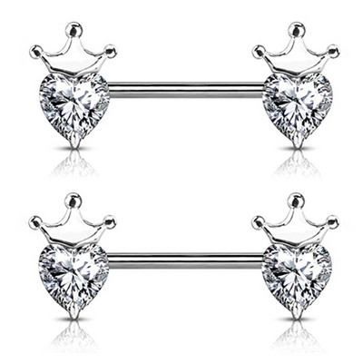 Kruna od nehrđajućeg čelika Set za piercing za bradavice Srce za bradavice Nakit Masovni kristalni prsten za bradavice Lot Piercing Pezon paket nakita za tijelo