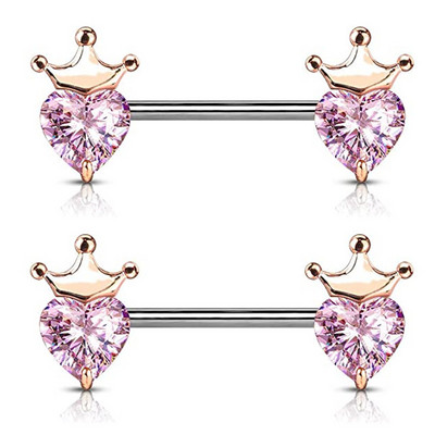 Kruna od nehrđajućeg čelika Set za piercing za bradavice Srce za bradavice Nakit Masovni kristalni prsten za bradavice Lot Piercing Pezon paket nakita za tijelo