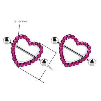 Kruna od nehrđajućeg čelika Set za piercing za bradavice Srce za bradavice Nakit Masovni kristalni prsten za bradavice Lot Piercing Pezon paket nakita za tijelo