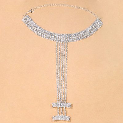 Stonefans Boho narukvica za gležnjeve i prsten za prste Bling Jewely za žene Bling Crystal Višeslojna narukvica za prste Prsten za noge Narukvica s lancem