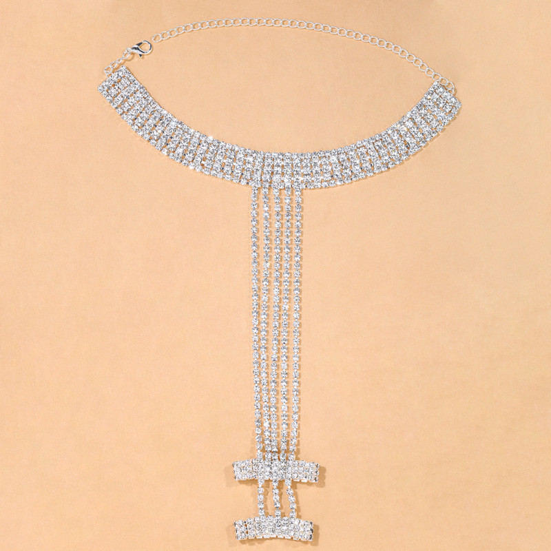 Stonefans Boho narukvica za gležnjeve i prsten za prste Bling Jewely za žene Bling Crystal Višeslojna narukvica za prste Prsten za noge Narukvica s lancem