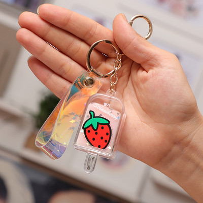 Creativ, drăguț, înghețată cu fructe, cheie lichidă, serie ulei de vară, breloc, geantă mașină, pandantiv, cadou