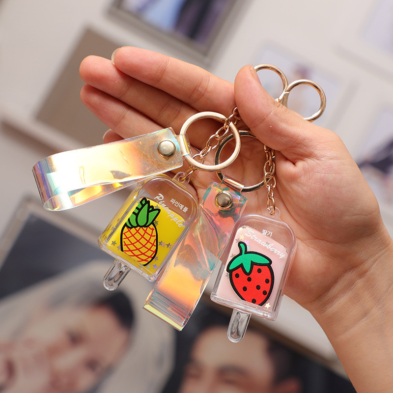 Creativ, drăguț, înghețată cu fructe, cheie lichidă, serie ulei de vară, breloc, geantă mașină, pandantiv, cadou