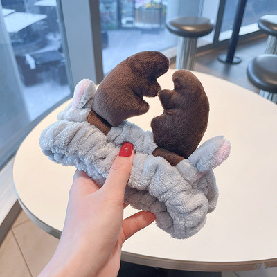 Mergaičių veido prausiklis makiažas plaukų juosta elastinė koralų aksominė lanko galvos juosta Miela gyvūnų plaukų juosta galvos apdangalas Moterų plaukų aksesuarai