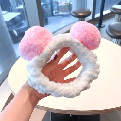 Mergaičių veido prausiklis makiažas plaukų juosta elastinė koralų aksominė lanko galvos juosta Miela gyvūnų plaukų juosta galvos apdangalas Moterų plaukų aksesuarai