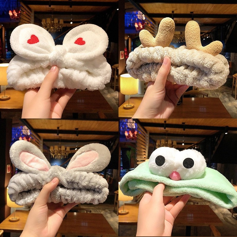 Mergaičių veido prausiklis makiažas plaukų juosta elastinė koralų aksominė lanko galvos juosta Miela gyvūnų plaukų juosta galvos apdangalas Moterų plaukų aksesuarai