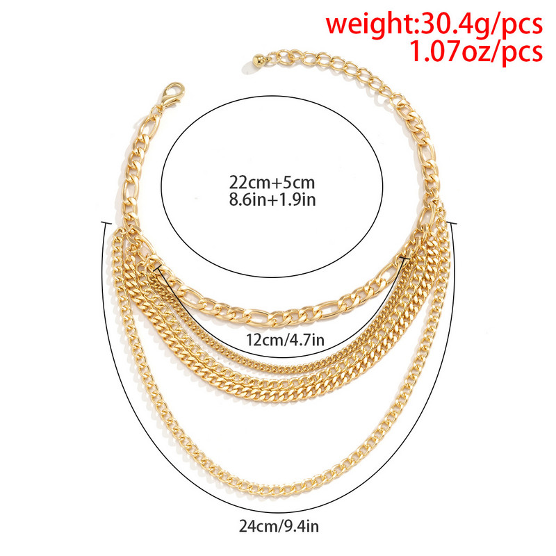 1 bucată Hip Hop cu mai multe straturi ciucuri cu lanț de metal gleznele pentru femei, geometrie exagerate, pantofi cu toc înalt, lanțuri, bijuterii pentru picioare