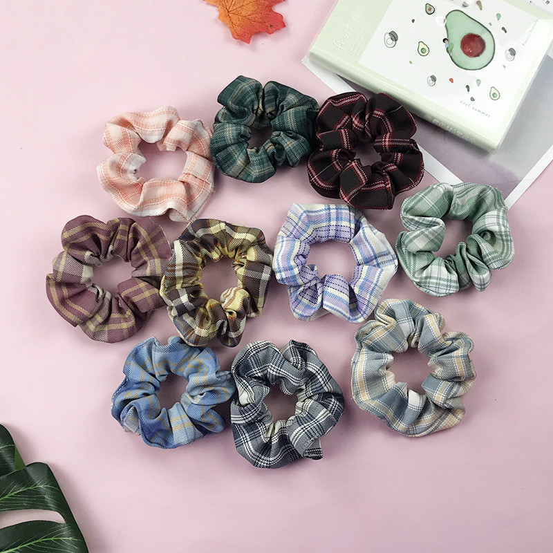 Moda doamnelor retro banda de păr în carouri banda de cauciuc pânză moale fete coadă de cal banda de păr frânghie accesorii de păr en-gros