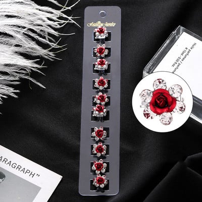 10 bucăți gheare de păr de mireasă de nuntă pentru fete mici, drăguțe, flori de cristal, agrafe de păr din metal pentru femei, mini accesorii pentru păr, noul