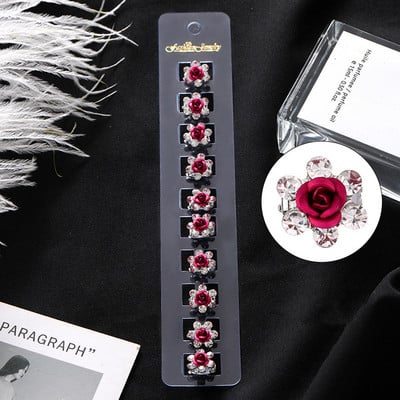 10 bucăți gheare de păr de mireasă de nuntă pentru fete mici, drăguțe, flori de cristal, agrafe de păr din metal pentru femei, mini accesorii pentru păr, noul