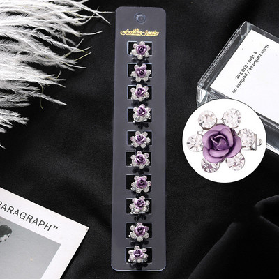 10 bucăți gheare de păr de mireasă de nuntă pentru fete mici, drăguțe, flori de cristal, agrafe de păr din metal pentru femei, mini accesorii pentru păr, noul