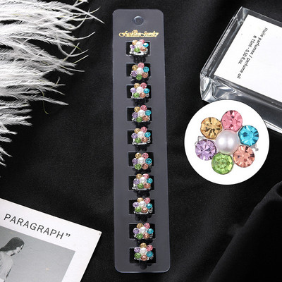 10 bucăți gheare de păr de mireasă de nuntă pentru fete mici, drăguțe, flori de cristal, agrafe de păr din metal pentru femei, mini accesorii pentru păr, noul