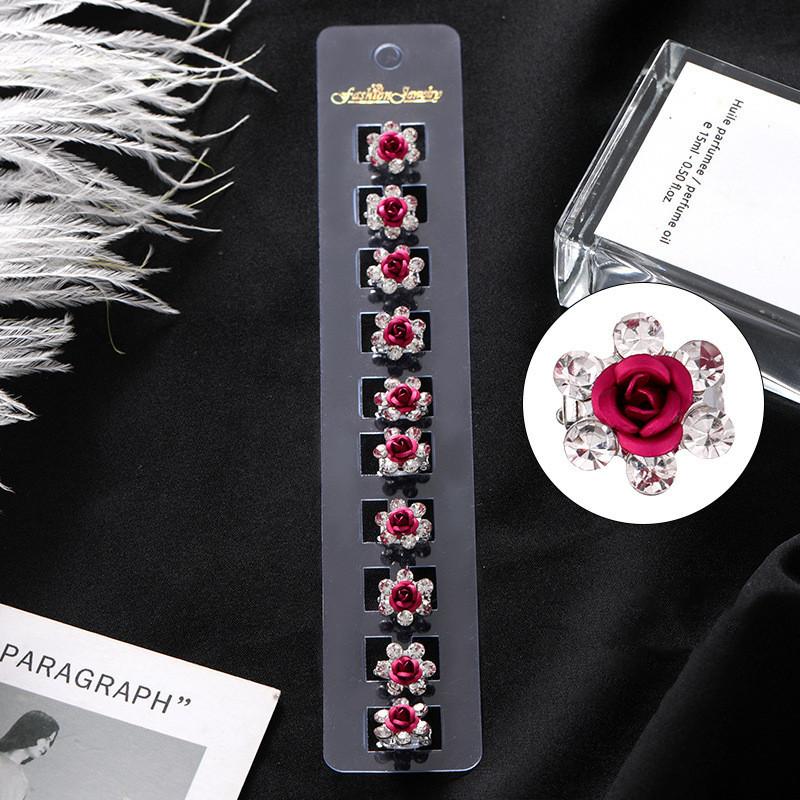 10 bucăți gheare de păr de mireasă de nuntă pentru fete mici, drăguțe, flori de cristal, agrafe de păr din metal pentru femei, mini accesorii pentru păr, noul