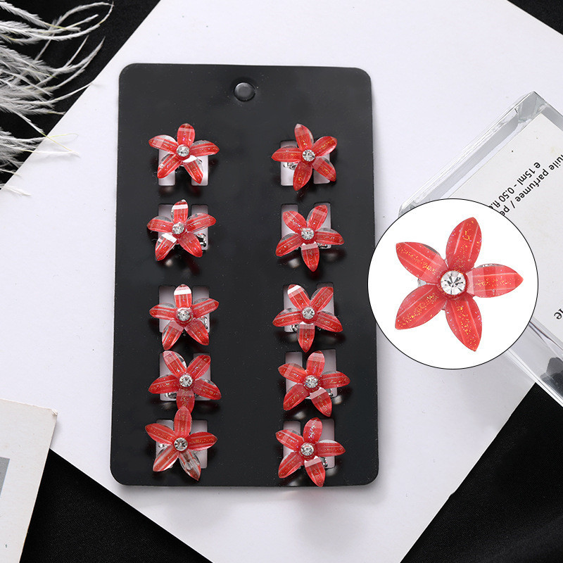 10 bucăți gheare de păr de mireasă de nuntă pentru fete mici, drăguțe, flori de cristal, agrafe de păr din metal pentru femei, mini accesorii pentru păr, noul